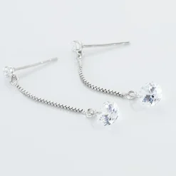 Boucles D'oreilles Pendantes Regane Or Blanc Oxyde De Zirconium