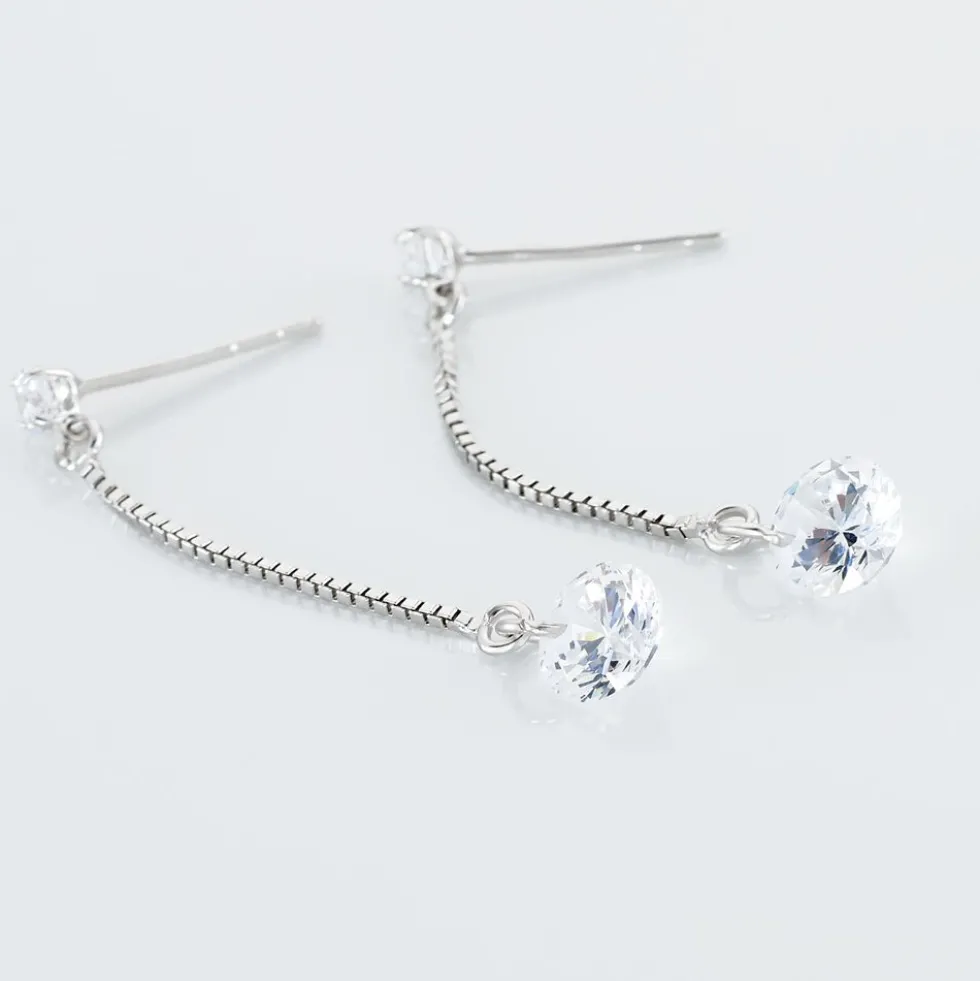 Boucles D'oreilles Pendantes Regane Or Blanc Oxyde De Zirconium
