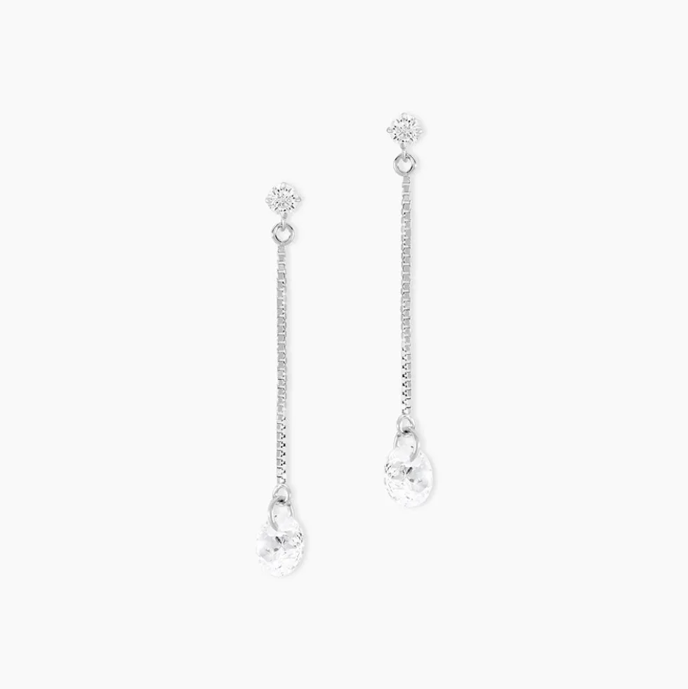 Boucles D'oreilles Pendantes Regane Or Blanc Oxyde De Zirconium