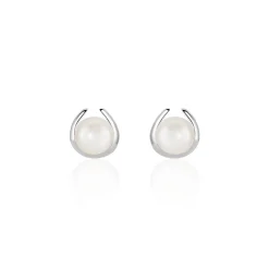 Boucles D'oreilles Pendantes Saori Argent Blanc Perle De Culture
