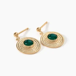 Boucles D'oreilles Pendantes Ilia Plaqué Or Jaune Verre