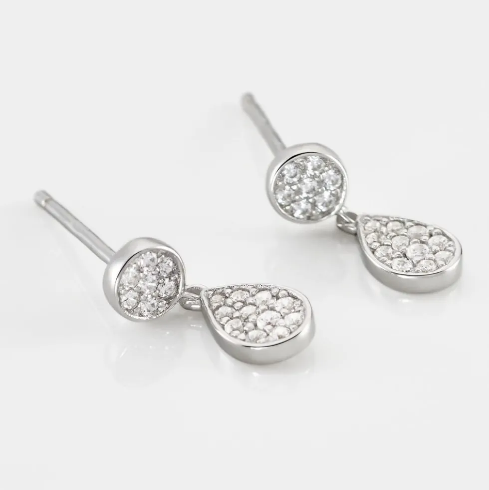 Boucles D'oreilles Pendantes Aletha Argent Blanc Oxyde De Zirconium