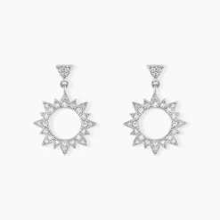 Boucles D'oreilles Pendantes Teana Argent Blanc Oxyde De Zirconium