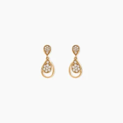 Boucles D'oreilles Pendantes Mahalya Plaqué Or Oxyde De Zirconium