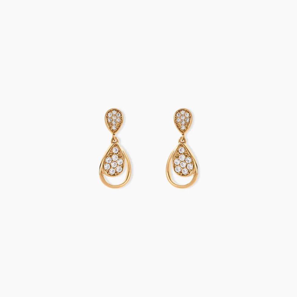 Boucles D'oreilles Pendantes Mahalya Plaqué Or Oxyde De Zirconium