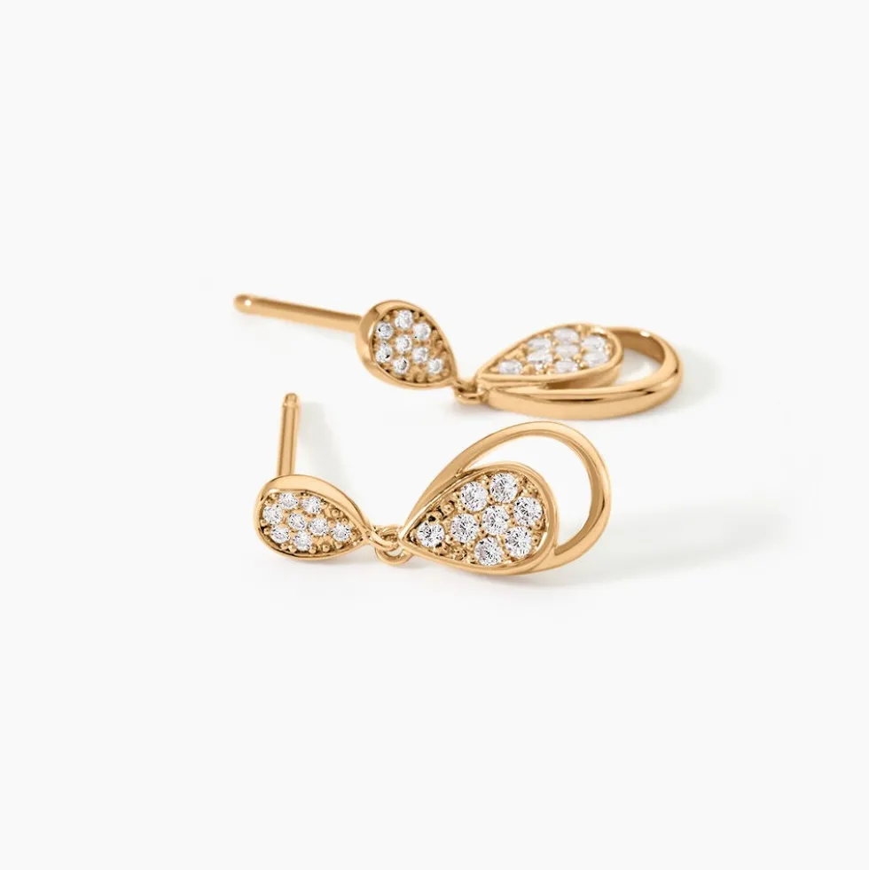 Boucles D'oreilles Pendantes Mahalya Plaqué Or Oxyde De Zirconium