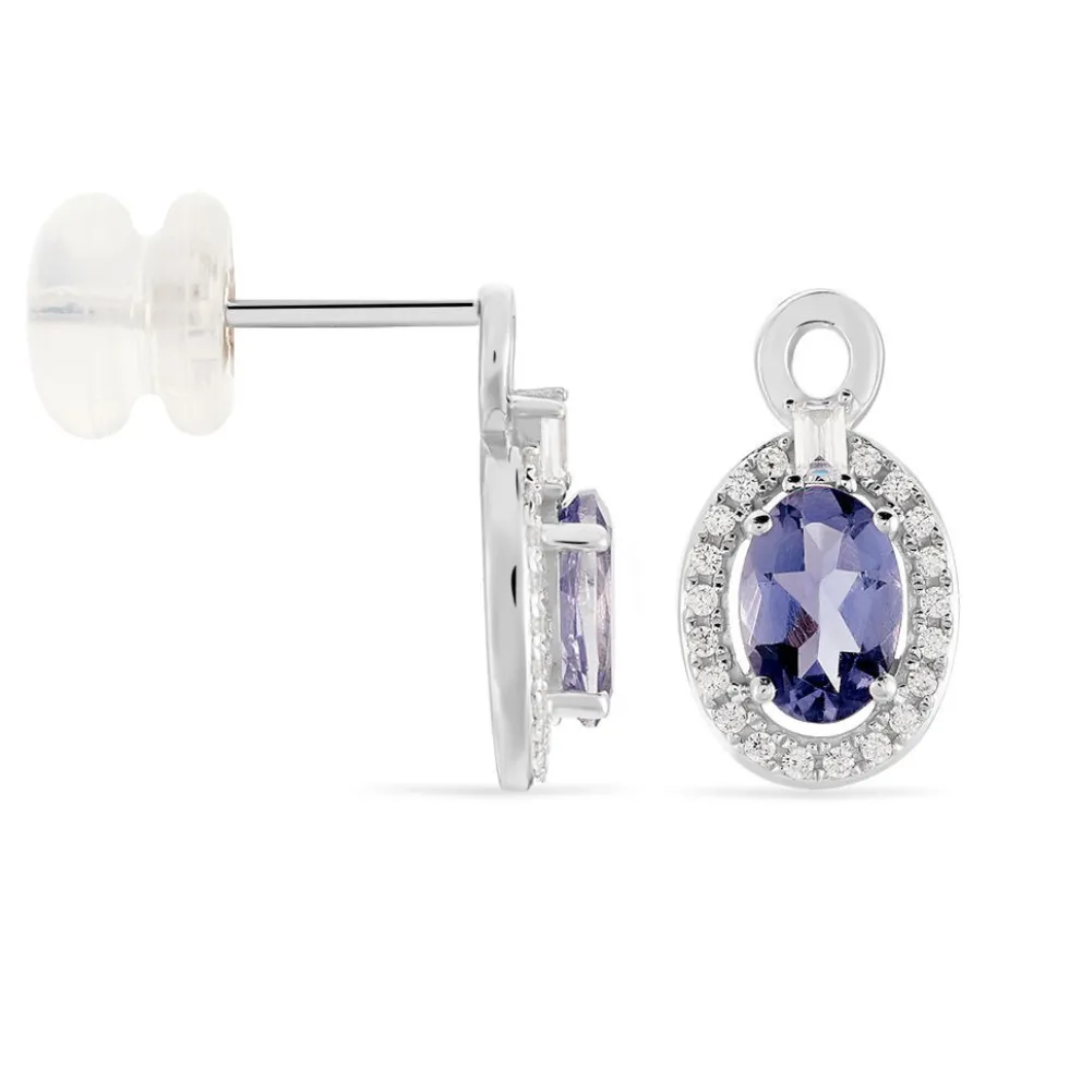 Boucles D'oreilles Pendantes Dally Or Blanc Oxyde De Zirconium Iolite