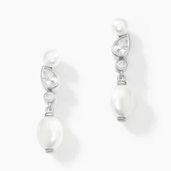 Boucles D'oreilles Pendantes Dua Argent Blanc Perle De Culture Oxyde