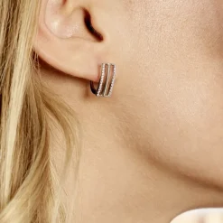 Boucles D'oreilles Pendantes Argent Blanc Oxyde De Zirconium