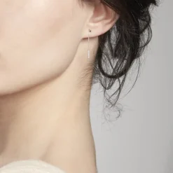 Boucles D'oreilles Pendantes Marjenka Or Blanc Diamant