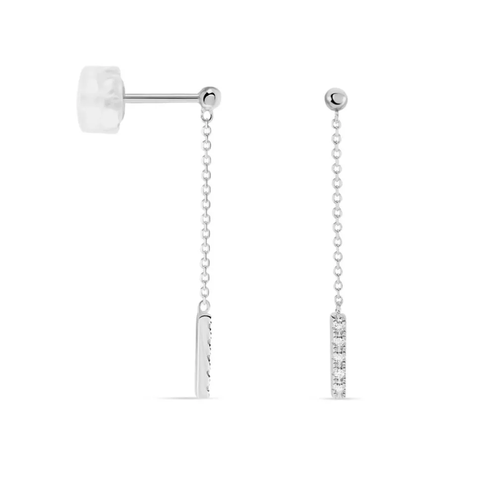 Boucles D'oreilles Pendantes Marjenka Or Blanc Diamant