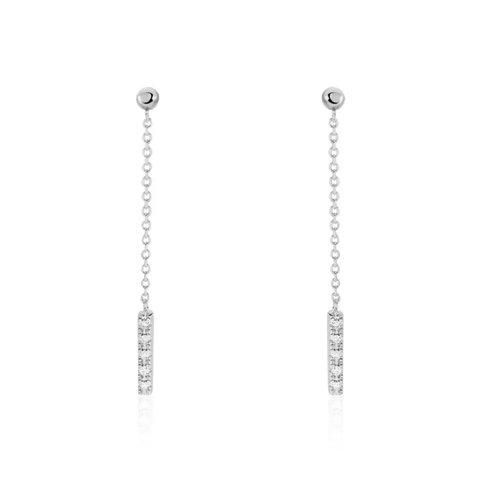 Boucles D'oreilles Pendantes Marjenka Or Blanc Diamant