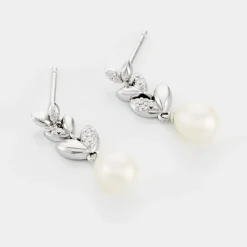 Boucles D'oreilles Pendantes Giambattista Argent Blanc Perle Et Oxyde