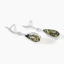 Boucles D'oreilles Pendantes Argent Blanc Odilon Ambre