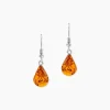 Boucles D'oreilles Pendantes Argent Blanc Mareme Ambre