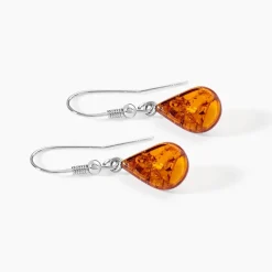 Boucles D'oreilles Pendantes Argent Blanc Mareme Ambre