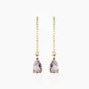 Boucles D'oreilles Pendantes Asteriane Or Jaune Améthyste