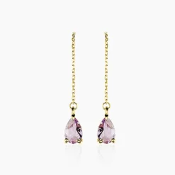 Boucles D'oreilles Pendantes Asteriane Or Jaune Améthyste