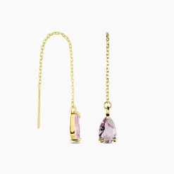 Boucles D'oreilles Pendantes Asteriane Or Jaune Améthyste