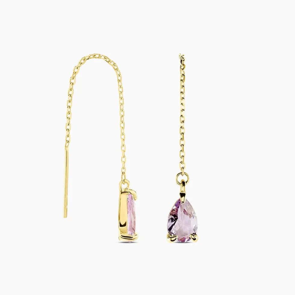 Boucles D'oreilles Pendantes Asteriane Or Jaune Améthyste