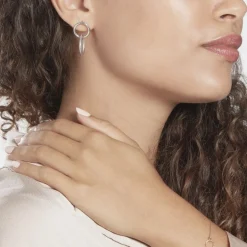 Boucles D'oreilles Pendantes Argent Blanc Vanne