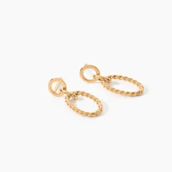 Boucles D'Oreilles Pendantes Estefania Plaqué Or Jaune