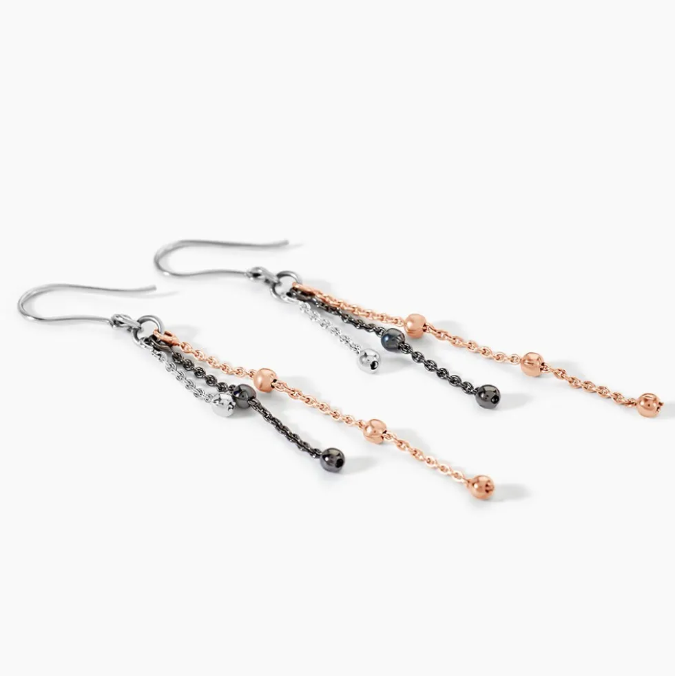 Boucles D'oreilles Pendantes Anfel Argent Tricolore