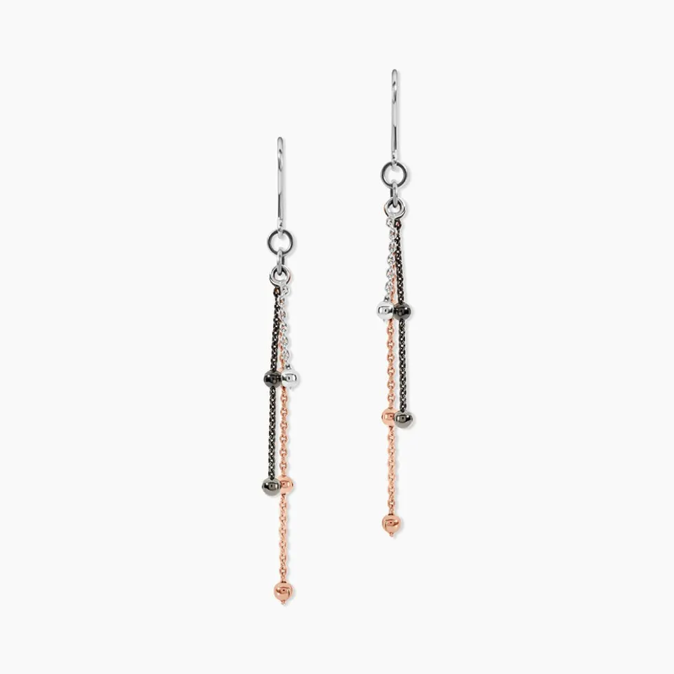 Boucles D'oreilles Pendantes Anfel Argent Tricolore