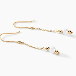 Boucles D'oreilles Pendantes Petrona Or Jaune Perle De Culture
