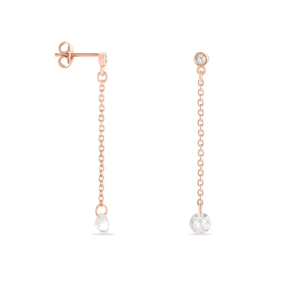 Boucles D'oreilles Pendantes Constantin Argent Rose Oxyde De Zirconium