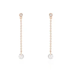 Boucles D'oreilles Pendantes Constantin Argent Rose Oxyde De Zirconium