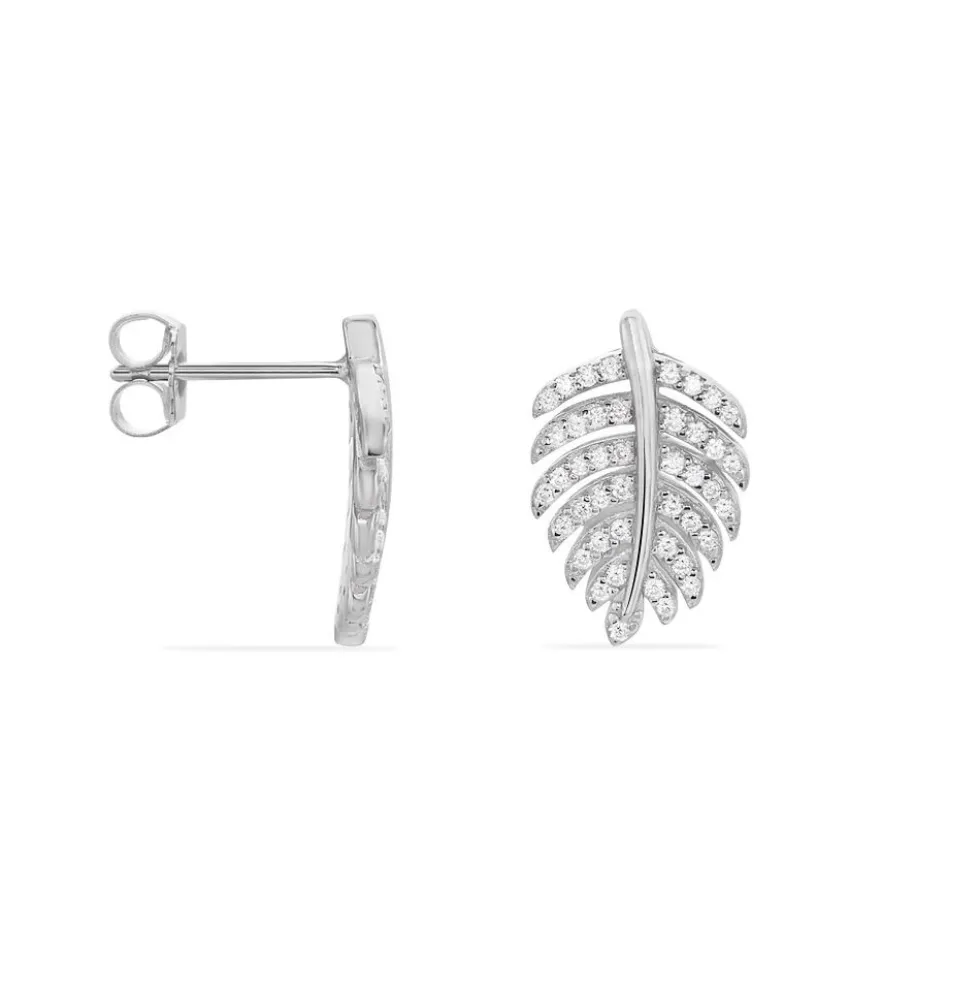 Boucles D'oreilles Pendantes Gabrielle Argent Blanc Oxyde De Zirconium