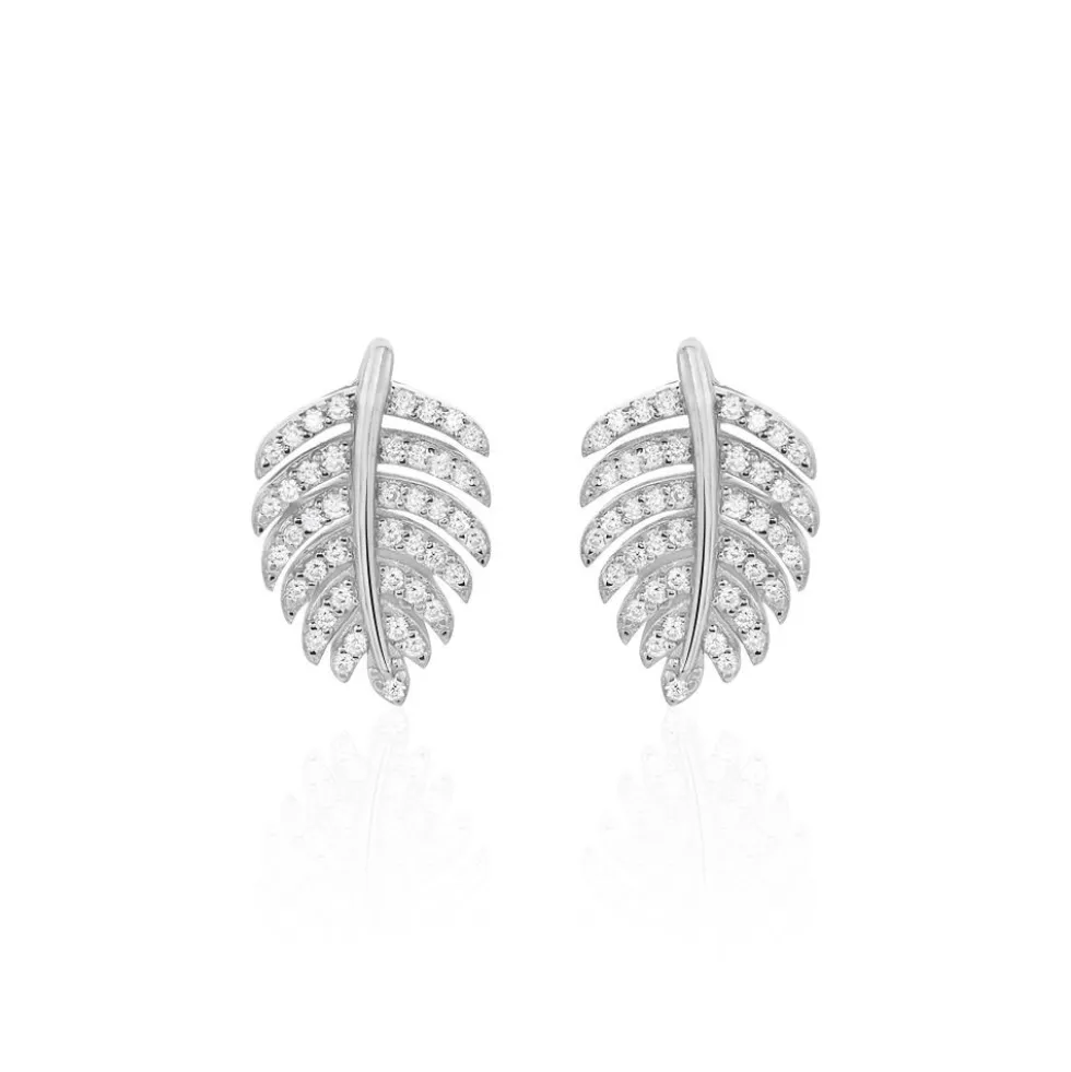 Boucles D'oreilles Pendantes Gabrielle Argent Blanc Oxyde De Zirconium