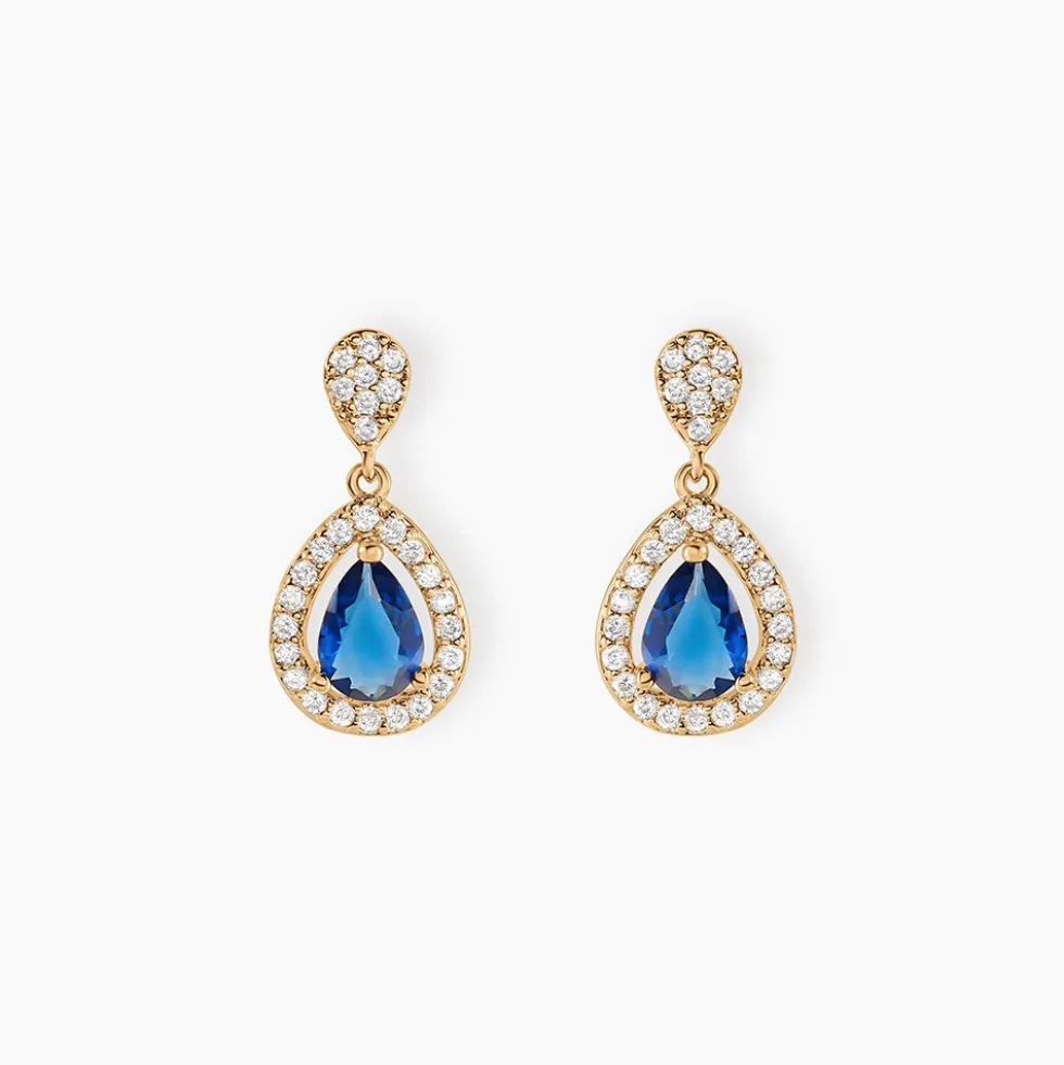 Boucles D'oreilles Pendantes Brigita Plaqué Or Pierre De Synthese
