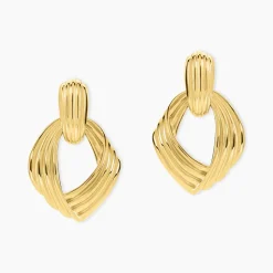 Boucles D'oreilles Pendantes Estefany Acier Inoxydable Doré