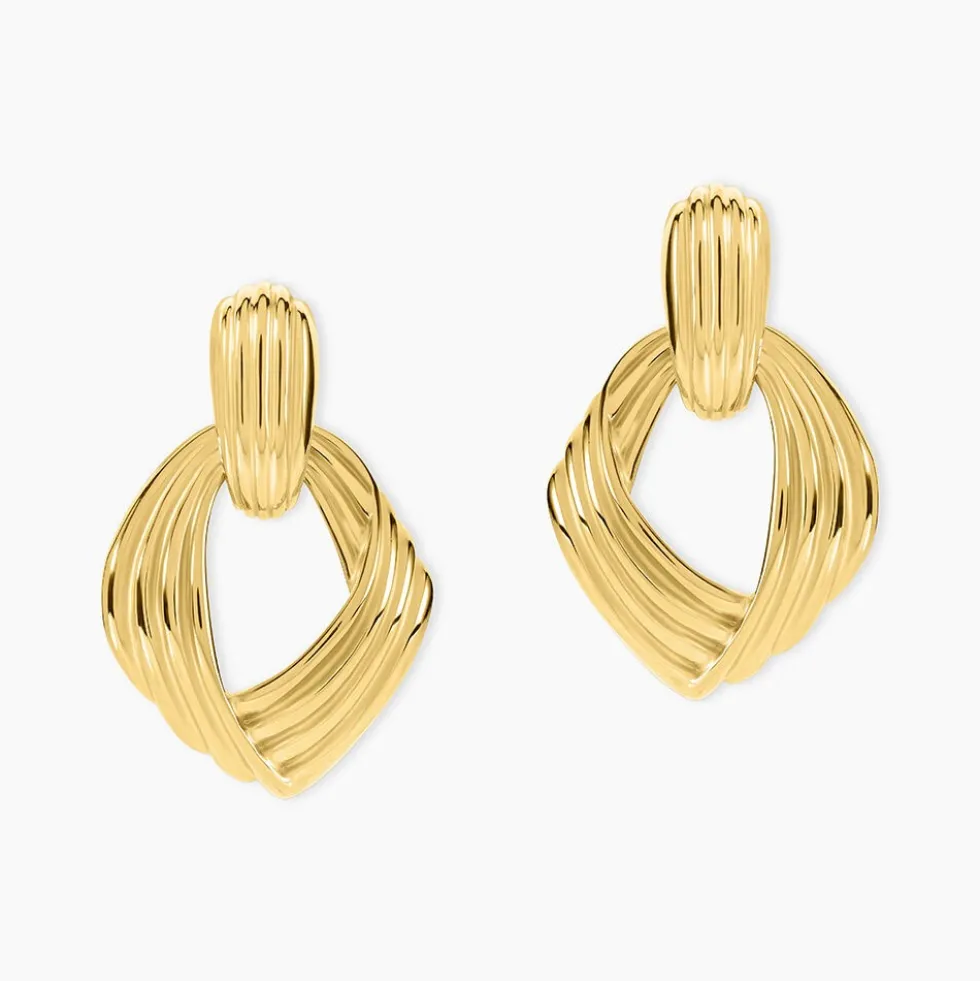 Boucles D'oreilles Pendantes Estefany Acier Inoxydable Doré
