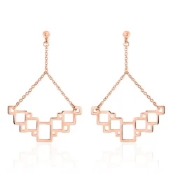 Boucles D'oreilles Pendantes Crispine Acier Rose
