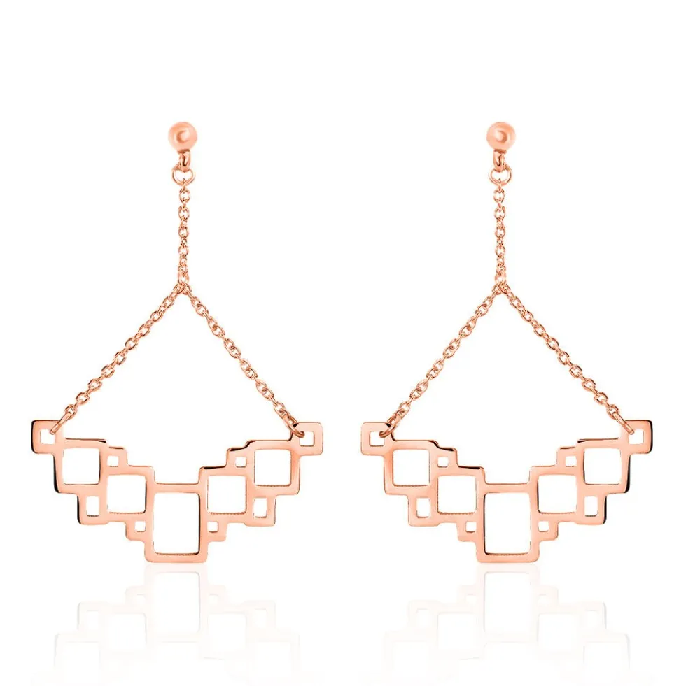 Boucles D'oreilles Pendantes Crispine Acier Rose