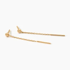 Boucles D'Oreilles Pendantes Falone Plaqué Or Jaune