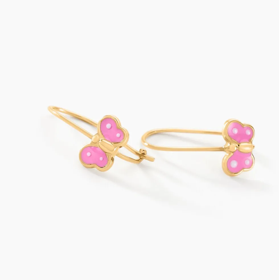 Boucles D'oreilles Pendantes Souline Papillon Or Jaune