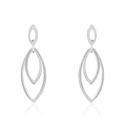 Boucles D'oreilles Pendantes Toupie Argent Blanc