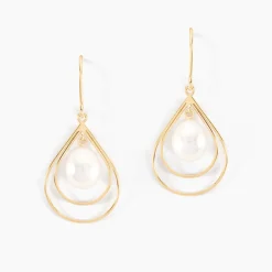 Boucles D'oreilles Pendantes Martyna Or Jaune Perle De Culture