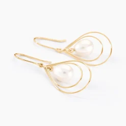 Boucles D'oreilles Pendantes Martyna Or Jaune Perle De Culture