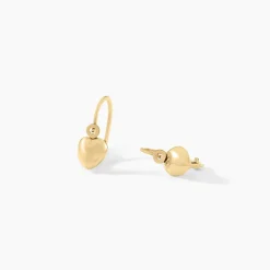 Boucles D'oreilles Pendantes France-marie Coeur Or Jaune