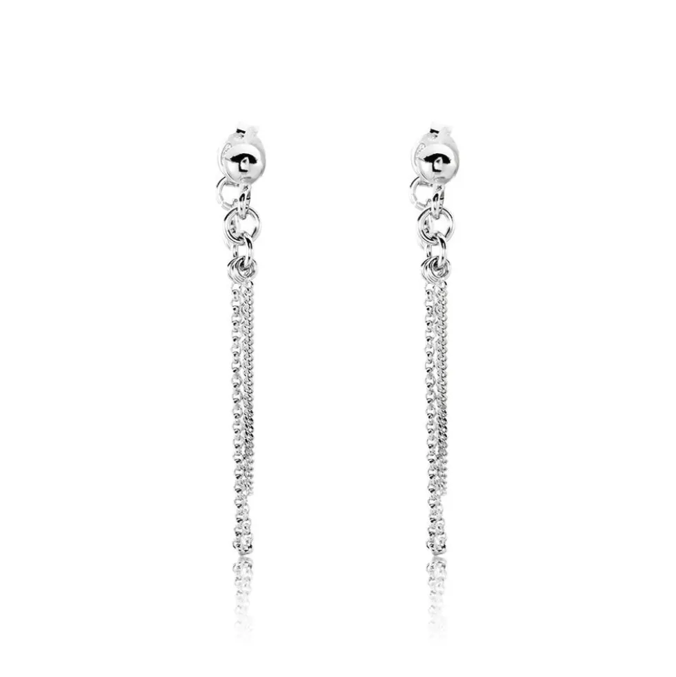 Boucles D'oreilles Pendantes Argent Blanc Novia