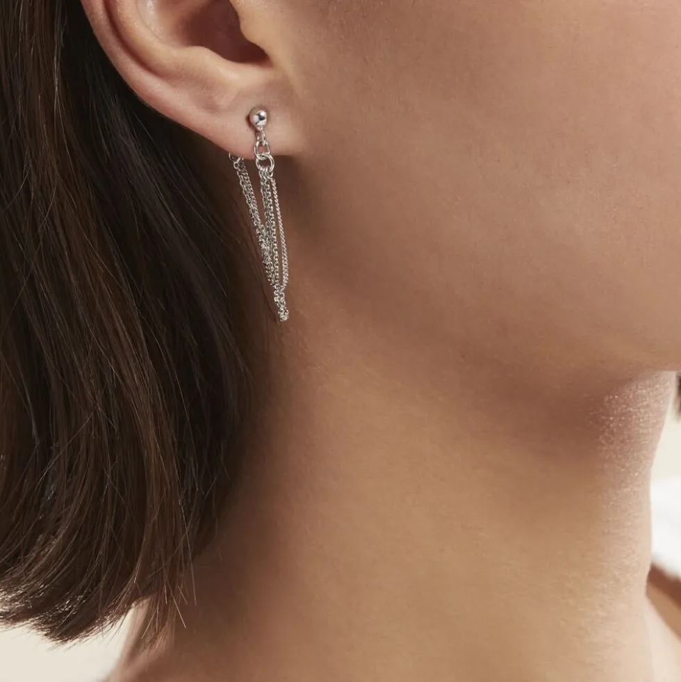 Boucles D'oreilles Pendantes Argent Blanc Novia