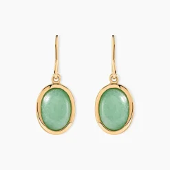 Boucles D'oreilles Pendantes Veina Plaqué Or Jaune Aventurine