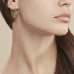 Boucles D'oreilles Pendantes Veina Plaqué Or Jaune Aventurine