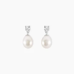 Boucles D'oreilles Pendantes Dolores Argent Perle De Culture Et Oxyde