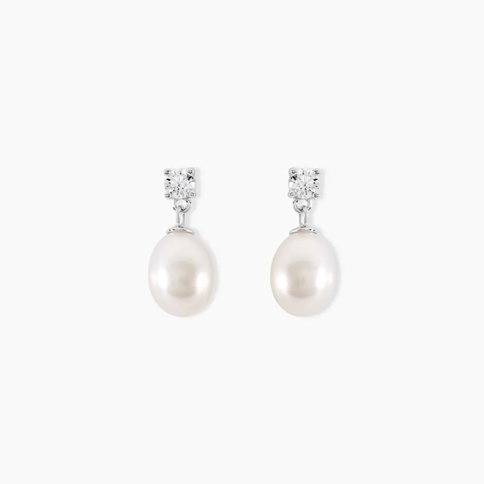 Boucles D'oreilles Pendantes Dolores Argent Perle De Culture Et Oxyde